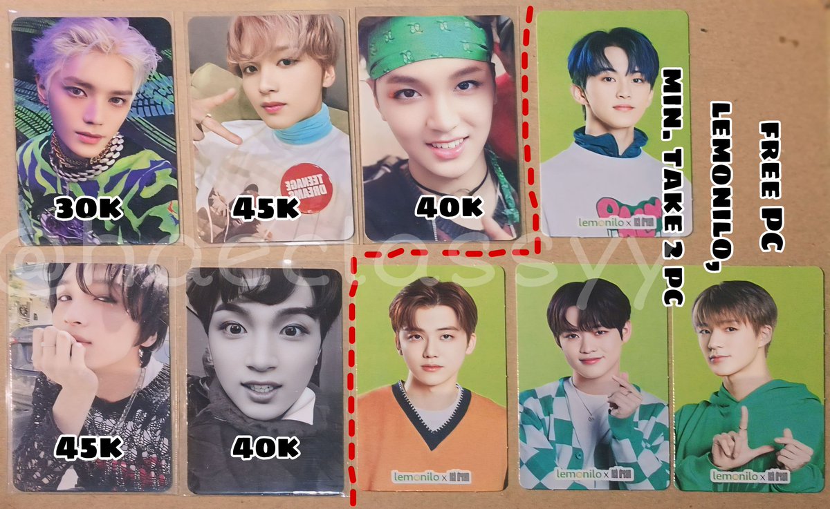 [HELP RT]

✨WTS // Want to sell✨

🏠 Dom Tangsel
💌 Freebies
✅ Nego allowed
💫 Keep event with dp 50%
📦 CO oren 🍊
🫶🏼 DM for more information conditional PC (mostly good condition) ya seng

tags. photocard NCT taeyong haechan jeno chenle