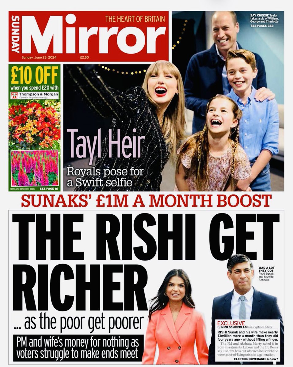 Rishi Sunak &amp; his wife make nearly £1million more a month than they did four years ago without lifting a finger 

In other news millions are now living in poverty &amp; destitution &amp; record numbers are using food banks
