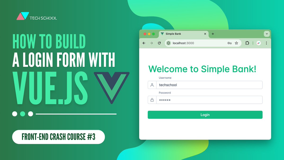 techschoolguru's tweet image. In this lecture 👉 youtu.be/K7p7QeUkGpE we&apos;ll learn how to build a good-looking login form with PrimeVue and PrimeFlex.
Full series playlist: bit.ly/vuecrashcourse
Tech School&apos;s home page: bit.ly/m/techschool
Join our Discord group: bit.ly/techschooldc
#vuejs