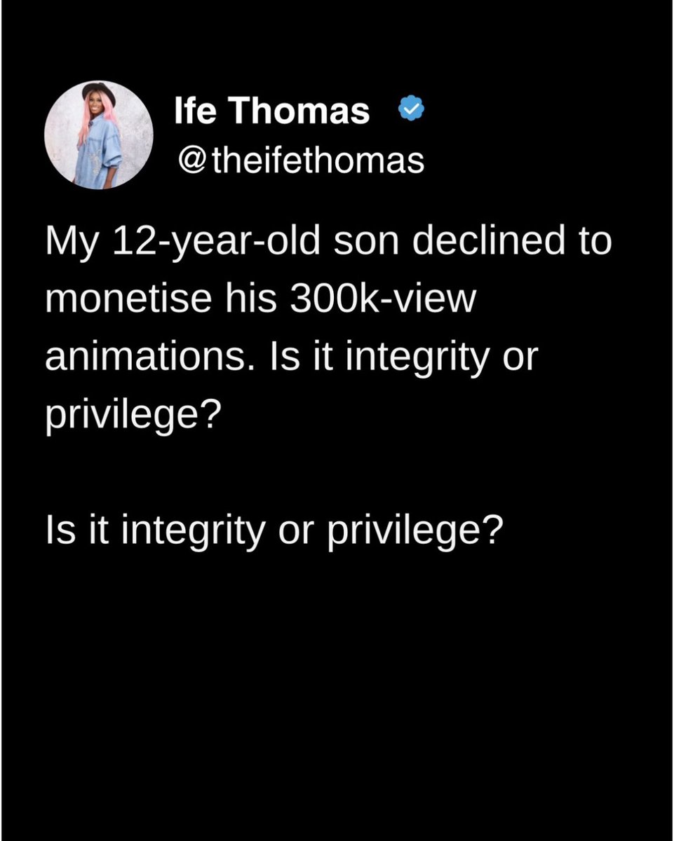 When my 12-year-old son’s YouTube animations hit 300,000 views, I suggested monetising his talent. 

His response left me pondering.

What does this say about the future values of Generation Alpha?