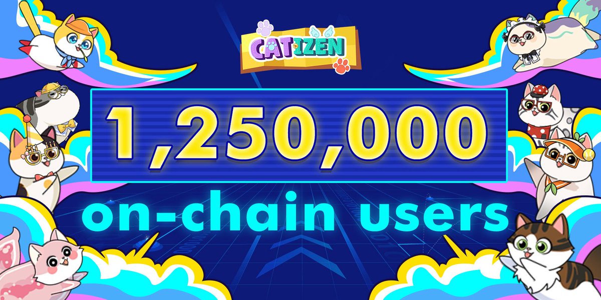 Catizen (@catizenai) on Twitter photo 📣 The total number of On-Chain Players of Catizen has exceeded 1250000 (1.25 million) !😻😻
🐱 Thanks to everymeow's support, Catizen has been ranked TOP1🥇 in <a href="/TONOpenLeague/">The Open League</a> for 3 consecutive seasons!
💖 In the #CatizenVibeHealtheWorld story share event ( 📣 The total number of On-Chain Players of Catizen has exceeded 1250000 (1.25 million) !😻😻
🐱 Thanks to everymeow's support, Catizen has been ranked TOP1🥇 in <a href="/TONOpenLeague/">The Open League</a> for 3 consecutive seasons!
💖 In the #CatizenVibeHealtheWorld story share event (