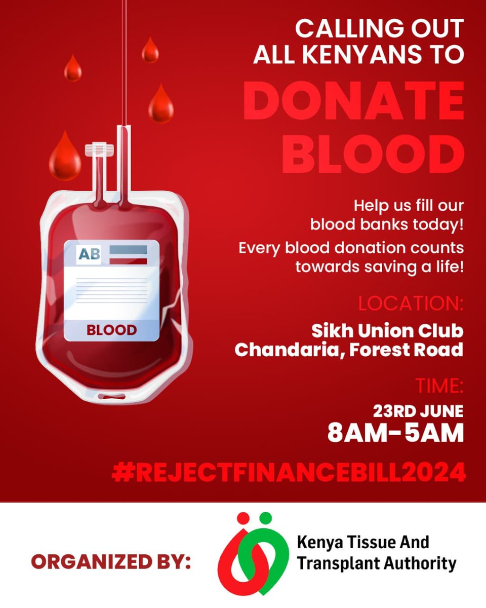 salimishmael_'s tweet photo. Kenyans 🥹🥹❤️❤️❤️ 

All of you have created these posters for the blood donation drive probono 
Mungu awabariki aki ❤️🙏🏽

#REJECTFINANCEBILL2024 https://t.co/XKegXkU1ql