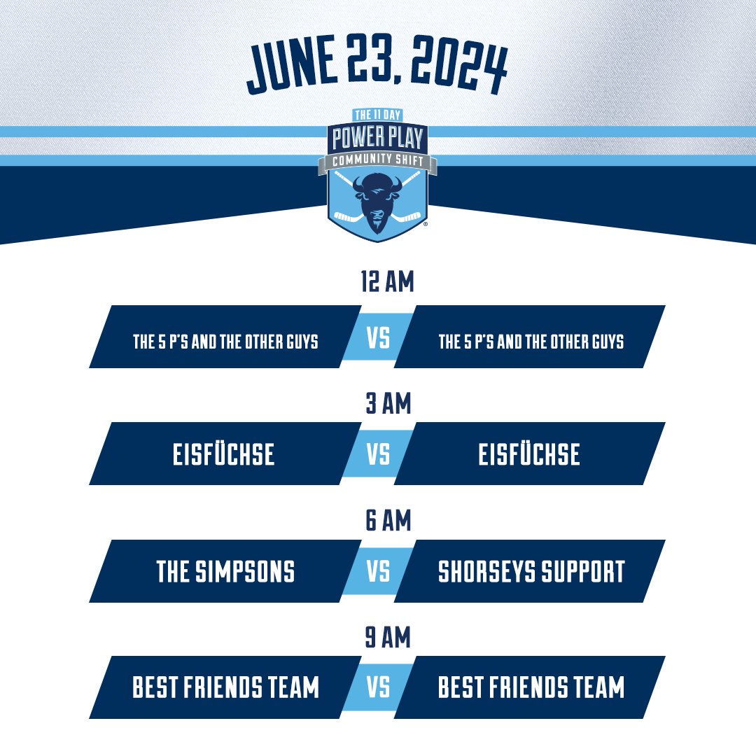 11DayPowerPlay's tweet photo. Day 4 of the #11DPP begins at midnight. Check out the schedule of teams coming in on Sunday the 24th. #fightingcancer #OneShiftAtATime https://t.co/PZypldIFtm