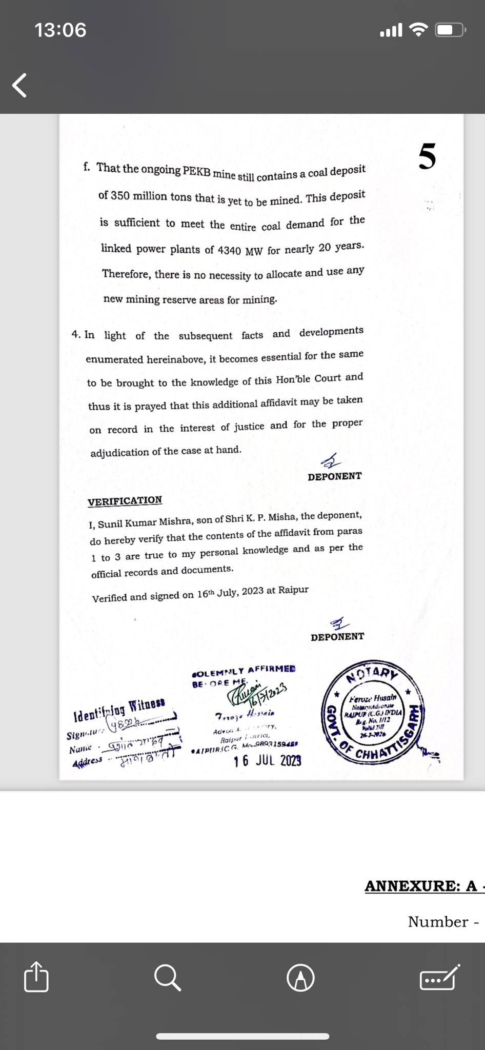 affidavit of chhattisgarh government