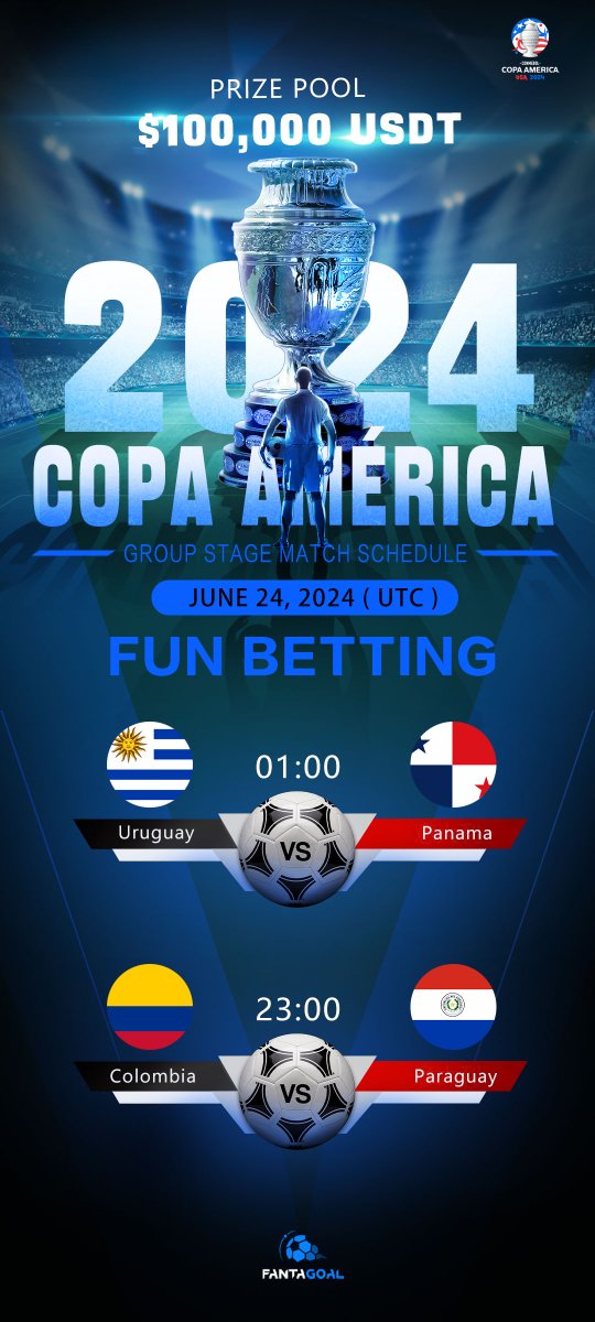 EuroCup: 🇨🇭 vs. 🇩🇪 | 🏴󠁧󠁢󠁳󠁣󠁴󠁿 vs. 🇭🇺
CopaAmerica: 🇺🇾 vs. 🇵🇦 | 🇨🇴 vs. 🇵🇾
What are your predictions for today’s action? 🔮

Drop your predictions in Fun Betting for a shot at that 100k USDT prize pool! 💰
👉  marketplace.fantagoal.io/funbetting

#euro2024 #CopaAmerica