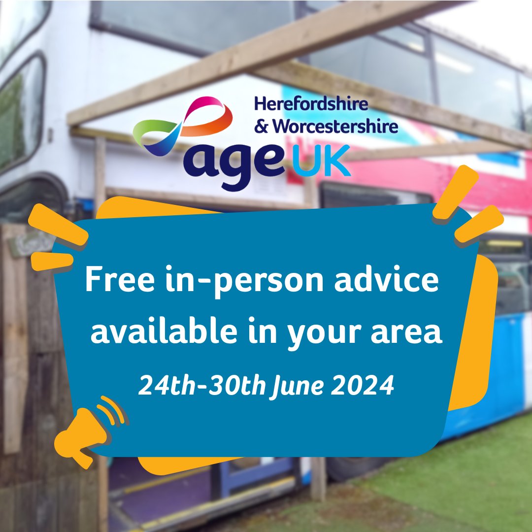 Speak to our trained advisors about benefits, income, later life planning, care options &amp; more in the following locations this week:

📍Evesham Adventure Playground. Tuesday 9am-11.30am.

📍 Pershore Wellbeing Hub. Friday 10am-12.30pm.

Learn more at bit.ly/45Dpgmg