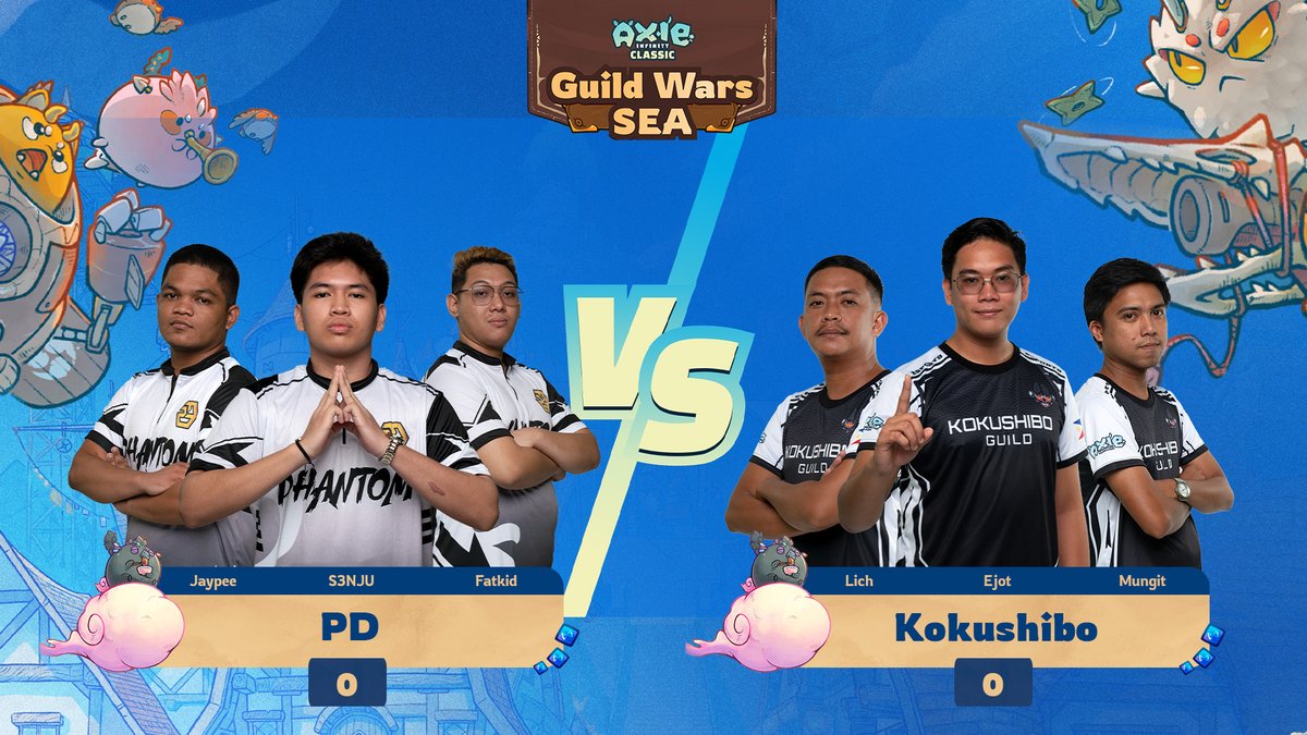 AxieEventUpdate's tweet photo. Up Next: Lower Bracket Elimination Match ⚔️

Phantom Dynasty and Kokushibo will enter the most important battle yet to survive elimination from Guild Wars SEA 🔥

Tune in the stream to find out who thrives under pressure👇

📺https://t.co/uXcihyXelP