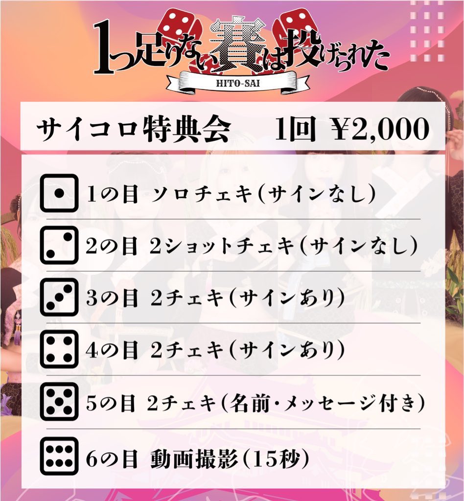 🎲1つ足りない賽は投げられた🎲 特典会レギュレーション/ 電子決済一覧