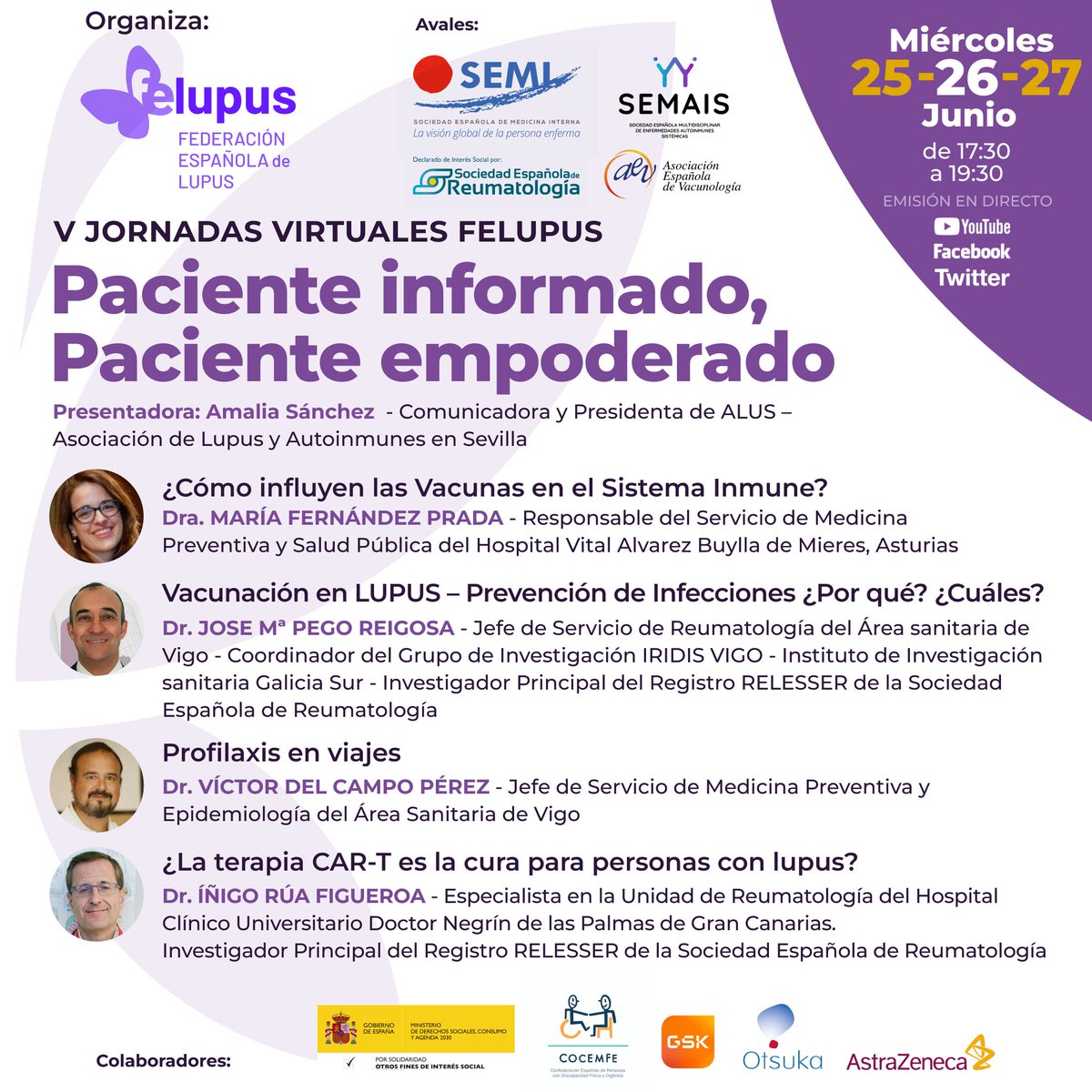 🚨El Miércoles 
🗓Día: 26 de Junio de 2024
⏰️Hora: 17:30-19:30 (CEST)
💻Formato: ON LINE
Aprenderemos un poco más sobre el Sistema Inmune, conoces la consulta de M. Preventiva?. Prevención con Vacunas, Por qué? y Para Qué?). Se acerca época estival y es importante saber ..
⬇️🧵