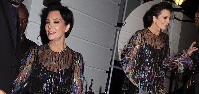 Kris Jenner Shines in Multicolored Dress at Exclusive Oswald's Birthday Party