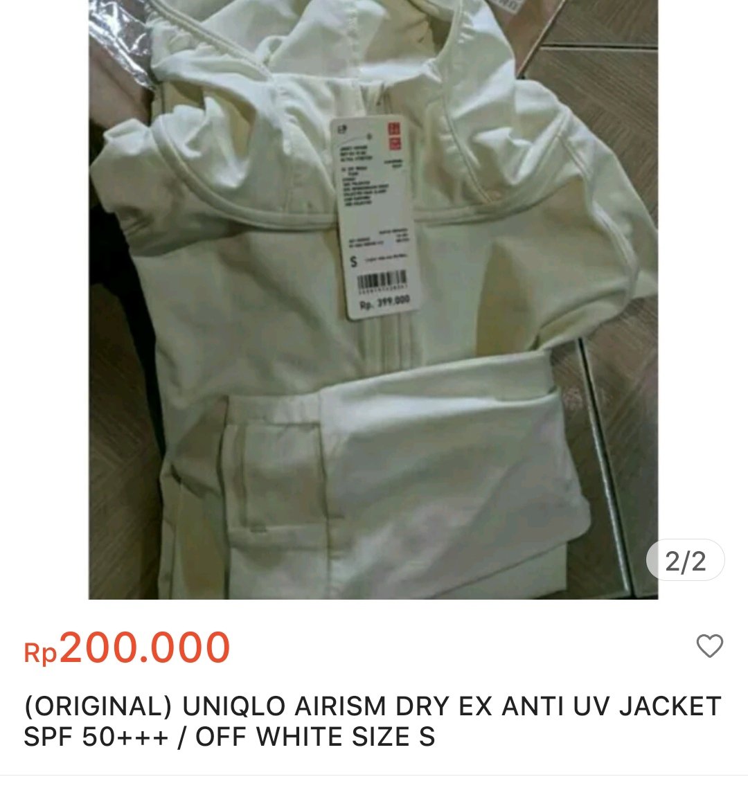 WTS WTS‼️
jaket uniqlo (original) airsm dry ex ultra stretch anti uv spf 50++++.
only 200k aja guys, yang mau bisa lewat DM yaa🙌🏻
details:
— warna: off white, — ukuran: S
kalo mau tanya" bisa DM aku yaa🙌🏻