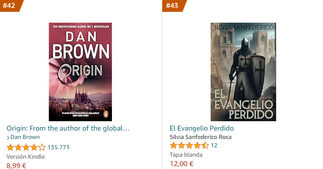 Ahora mismo, junto a Dan Brown, entre los más vendido en Amazon, en la categoría de thriller, misterio y aventura.
¡Gracias!
amzn.eu/d/gThNi0v