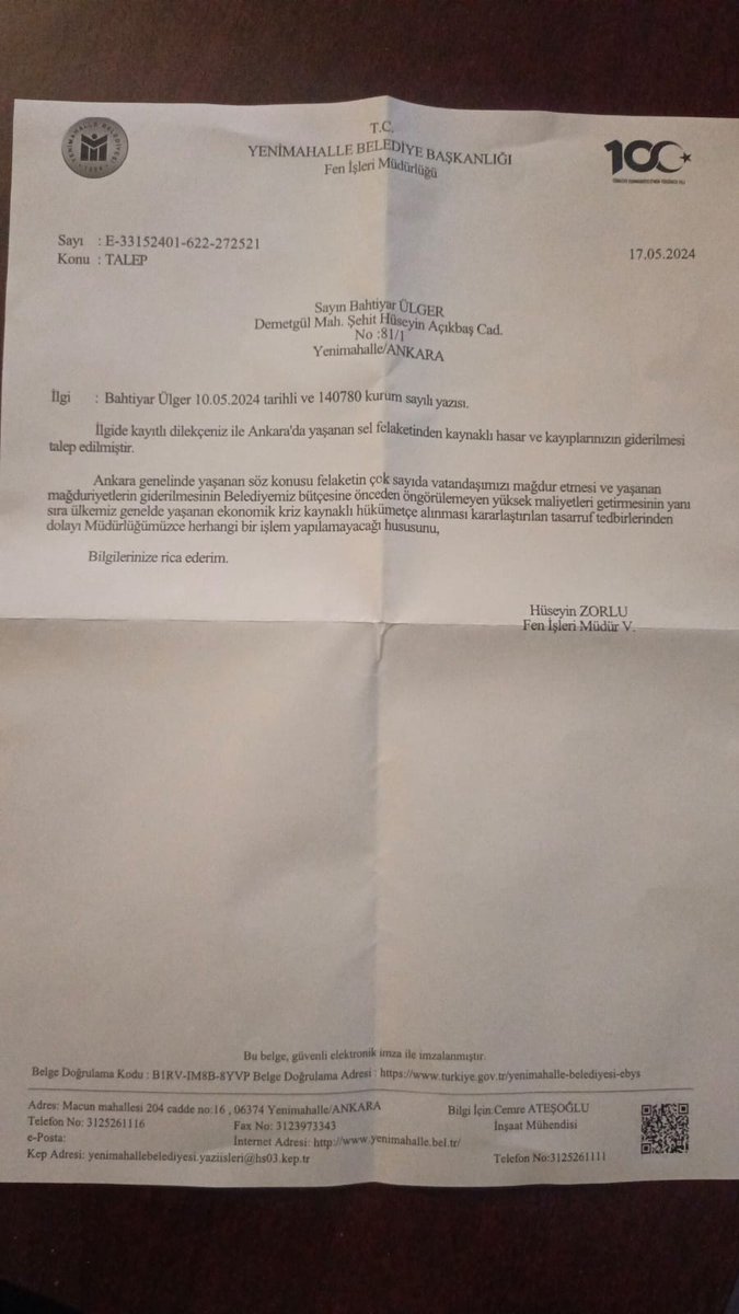 ulmger's tweet photo. Merhaba sayın genel başkan hep sosyal belediyecilik ve halka hizmet dediniz 73 yaşında Kanser hastası annemi evini selden dolayı zarar gördü sağ olsun @yenimahallebld ekteki yazı gönderdi.
@eczozgurozel 
Nerede sosyal belediyecilik vatandaşın yanında olmadı. https://t.co/EoWHtPNCGk