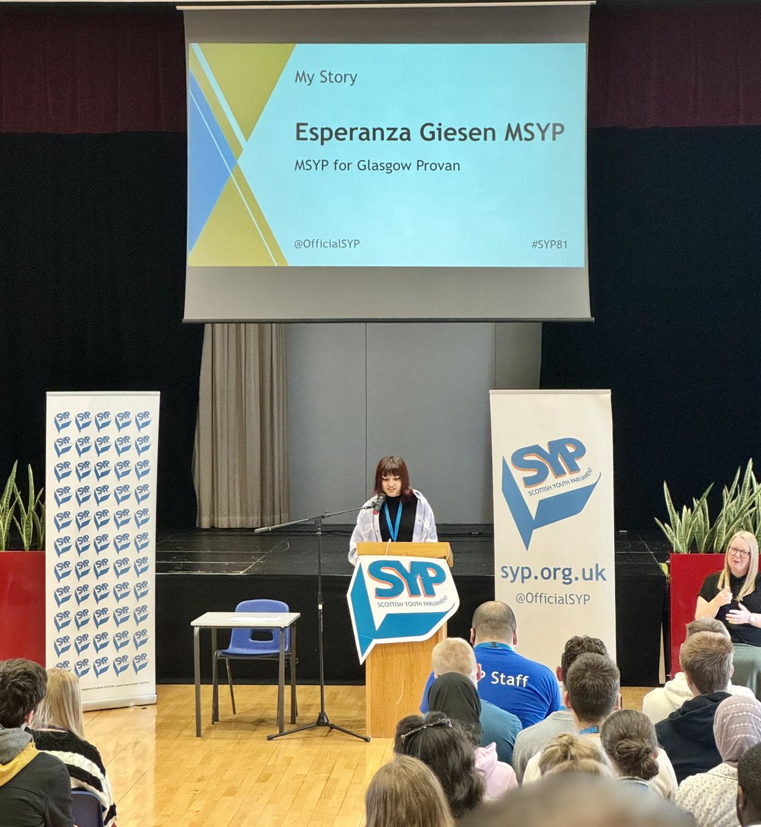 Back at it for Day Two of #SYP81 sitting.

Glasgow MSYP Esperanza tells her story. 🗣️

#SYP <a href="/OfficialSYP/">Scottish Youth Parliament</a> #MyStory #MSYP