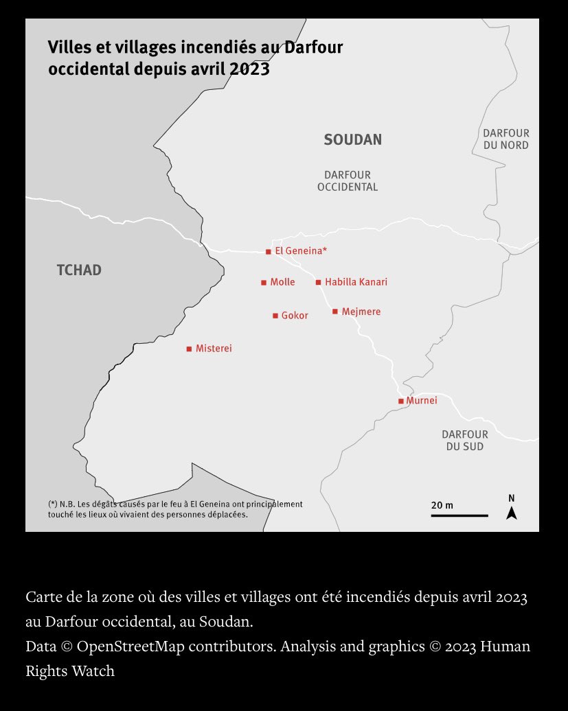La guerre du Darfur a entraîné un bilan dévastateur plus de 300.000 pers ont perdu la vie et des millions ont été déplcer,dont 400.000 réfugiés contraints de🏃🏿‍♂️‍➡️🟢des camps au🇹🇩.de très nombreux villages ont été détruits, sur tout le territoire des 3 États du Darfur ».