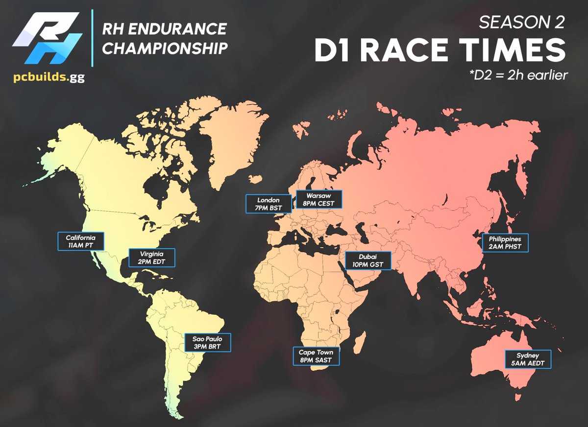 IT'S THE ULTIMATE #RHECS2 RACE DAY!

Round 6 concludes this season of the #RacingHaven Endurance Championship in #ForzaMotorsport. The action on Nürburgring starts at 4 PM UTC with Division 2 Heat 1 on twitch.tv/RacingHaven, with the D1 race right afterwards from 6 PM UTC!