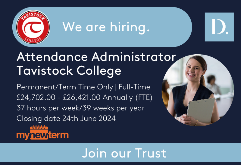 DartmoorMAT's tweet photo. We are looking to appoint an Attendance Administrator to work in our busy Administration department at Tavistock College. @CollegeTavi Click the link https://t.co/iVXBPpgkao https://t.co/EO3kGk8ohY
