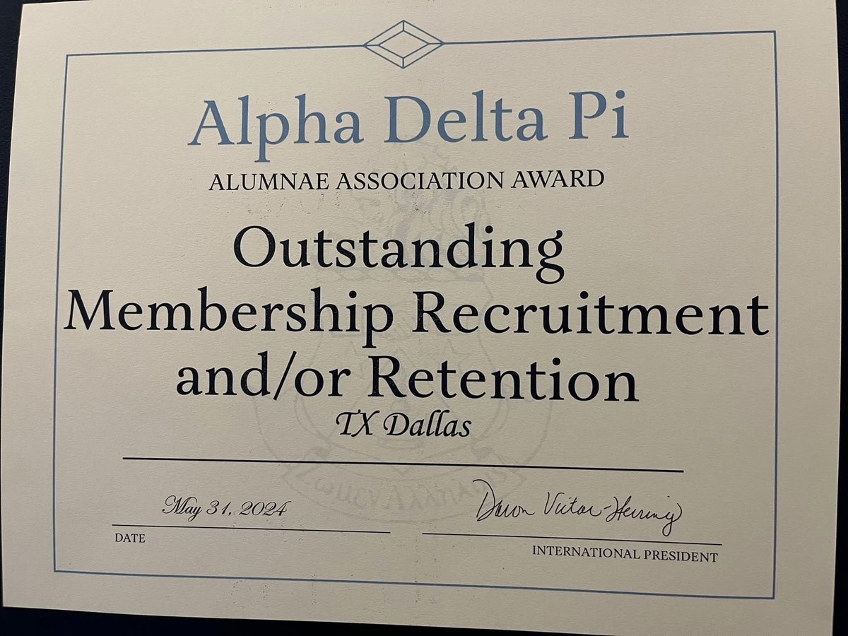 Congrats to the Dallas Alumnae Association! During #GrandConvention2024 in Baltimore, the association was the recipient of the Diamond Award of Distinction (highest recognition an association can receive) and Outstanding Membership Recruitment + Retention. #TogetherOnTheHarbor