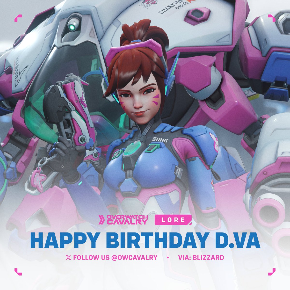 OWCavalry's tweet photo. Happy (Belated) Birthday to DVa, the fearless mech pilot of #Overwatch2 🐰 https://t.co/lb8sYqbWtD