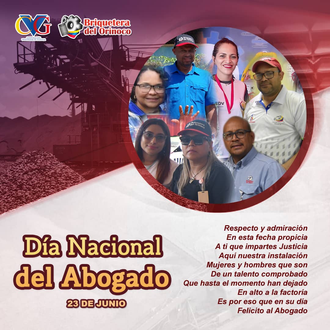 La gran familia de Briquetera del Orinoco felicita a todos los Abogados que forman parte de esta industria Briquetera, nuestra Admiración y Respeto para todos.