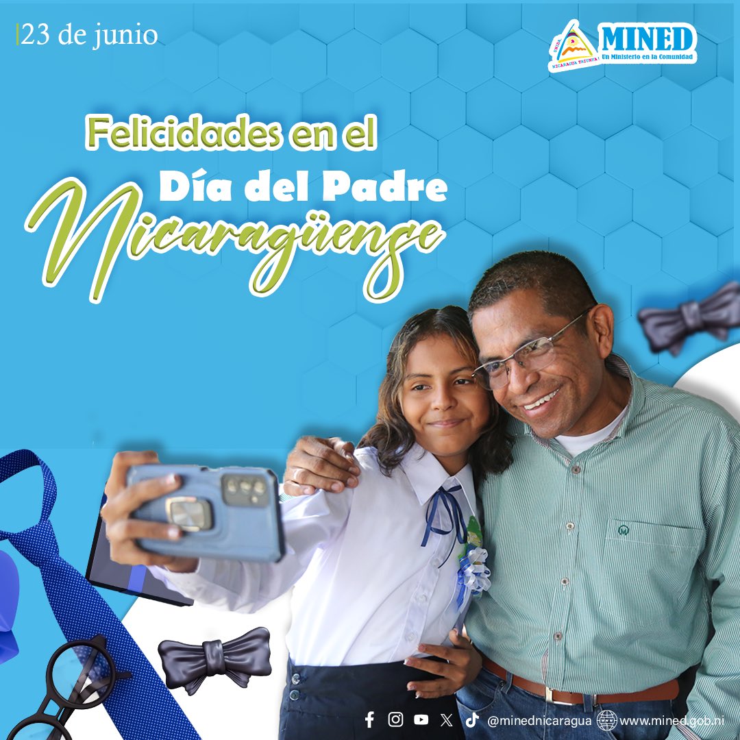 23 de junio | Día del Padre Nicaragüense 👔👨🏼‍💼

“Un padre tiene la sabiduría de un maestro y la sinceridad de un amigo” 

¡Felicidades Papá! 🥳