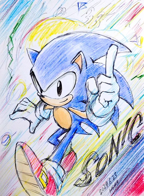ギリギリ描いたよソニックー! #ソニック #SonicTheWerehog