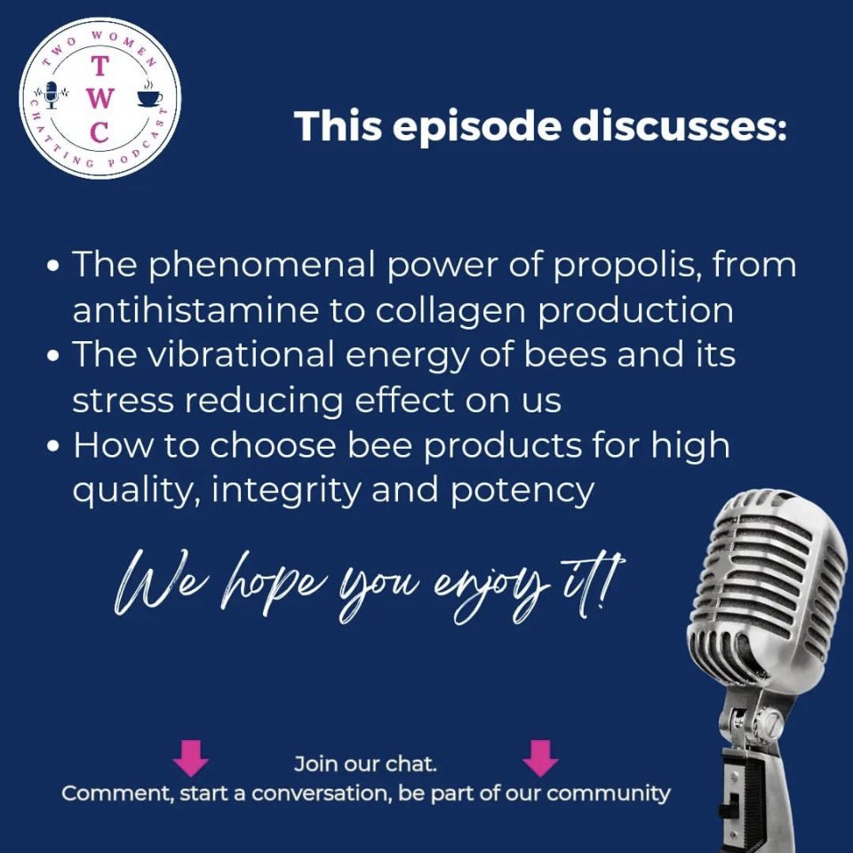 PODCAST- 🐝 The astonishing health benefits of propolis &amp; bee pollen, the growing trend for apitherapy, bee beds (!!) and more:

<a href="/Apple/">Apple</a> <a href="/ChattingTwo/">TwoWomenChatting</a> <a href="/michellefordvo/">Michelle Ford</a> 
podcasts.apple.com/gb/podcast/two… #womenshealth #femalefounders #healthtips #womeninbusiness