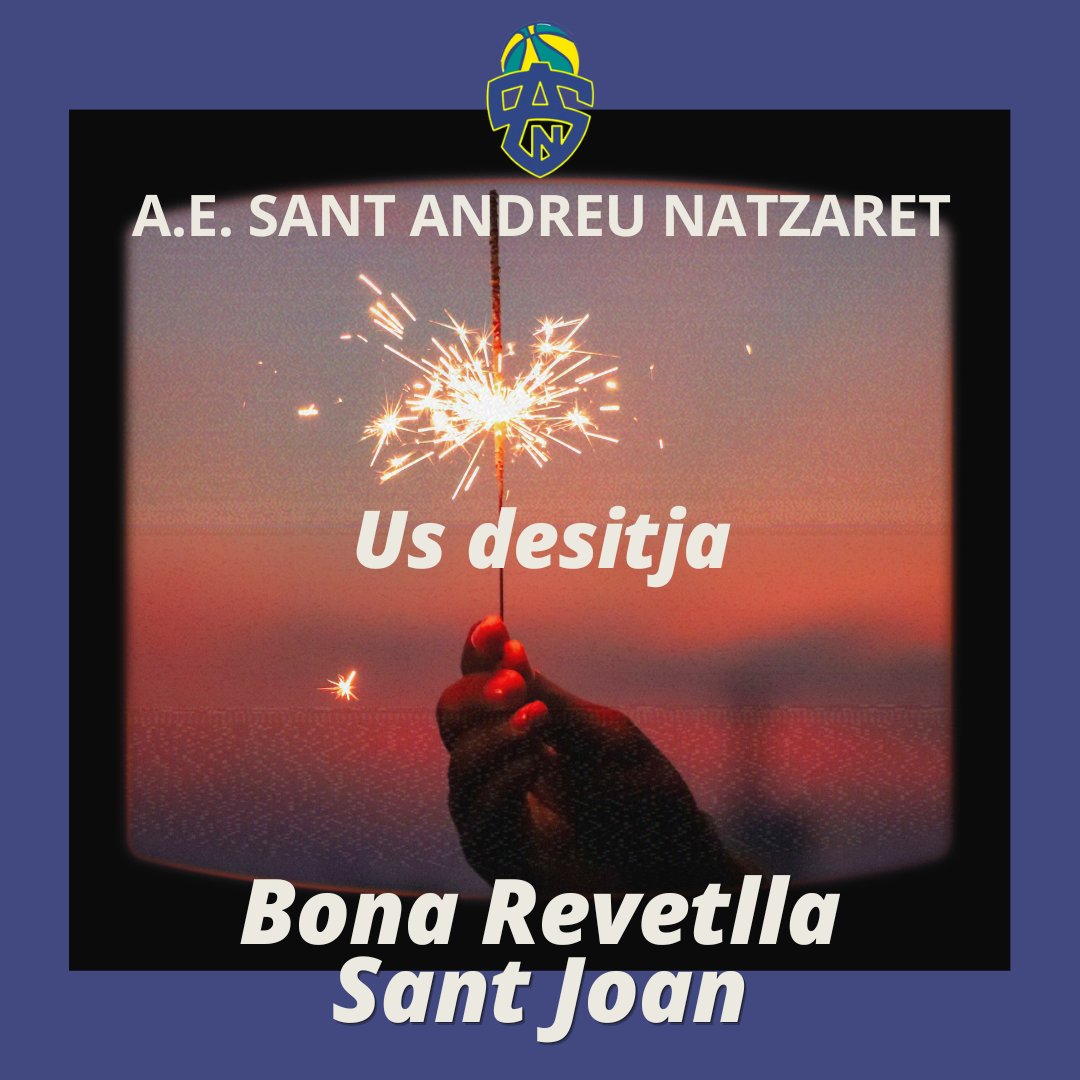 AESANTANDREUNAT's tweet photo. 💙💛 Us desitgem una Bona Revetlla de Sant Joan, que gaudiu molt amb la família i amics.
Aneu amb compte amb els petards !!!!
#socsan #socblau #enfemeni https://t.co/la40bHyk9I