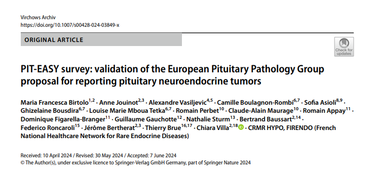 FIRENDO (@firendofrance) on Twitter photo Great collaborative study to improve pathological classification of pituitary tumors in the framework of a national HCPs network for rare diseases
<a href="/CRMR_HYPO/">Centre de Référence Maladies Rares HYPO</a> <a href="/HYPO_Bicetre/">CRMR HYPO Bicêtre</a> <a href="/CRMR_HypoLyon/">CRMR HYPO Lyon</a> @CRMR_SURRENALES @JeromeBertherat
Free sharedIt download:
rdcu.be/dLElT Great collaborative study to improve pathological classification of pituitary tumors in the framework of a national HCPs network for rare diseases
<a href="/CRMR_HYPO/">Centre de Référence Maladies Rares HYPO</a> <a href="/HYPO_Bicetre/">CRMR HYPO Bicêtre</a> <a href="/CRMR_HypoLyon/">CRMR HYPO Lyon</a> @CRMR_SURRENALES @JeromeBertherat
Free sharedIt download:
rdcu.be/dLElT