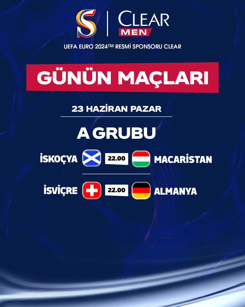 ⚽️ Gruplarda son maçlar başlıyor.

<a href="/ClearTurkiye/">Clear Türkiye</a> #ClearİleKafanRahat #Sponsor