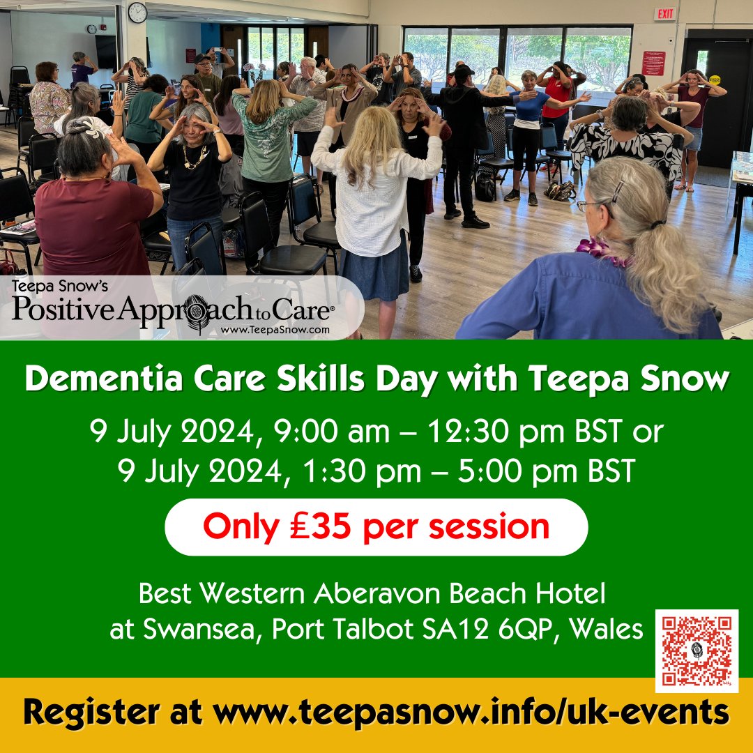 A brilliant opportunity to meet Teepa Snow and PAC Team in Port Talbot. Build new skills to support people living with brain change #dementia <a href="/SocialCareWales/">Social Care Wales</a> <a href="/care_wales/">Care Inspectorate Wales</a> <a href="/talkolderpeople/">Older People’s Commissioner for Wales</a> <a href="/WGHealthandCare/">Welsh Government Health and Social Care</a> <a href="/seneddhealth/">Health and Social Care Committee</a> <a href="/SwanseabayNHS/">Swansea Bay NHS</a> <a href="/SwanseaUni/">Swansea University</a> <a href="/DementiaSwansea/">Dementia Friendly Swansea</a> <a href="/SwanseaCouncil/">Swansea Council</a>