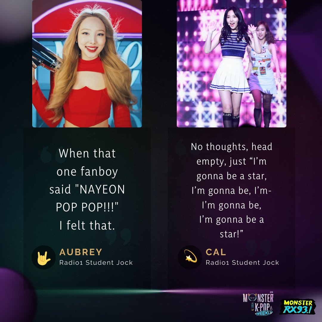 RX931's tweet photo. #MonstersPick: NAYEON

Whether its her shining moments in #TWICE or her slayful solo stages, we've got lots of love for #Nayeon  ⭐💕🍭

Thanks to everyone who tuned in to #MonsterKPopWeekly! Join us again next week - who do you wanna see featured on #RandomFandom? 😉 #RX931 https://t.co/Lp1sDN0HUI
