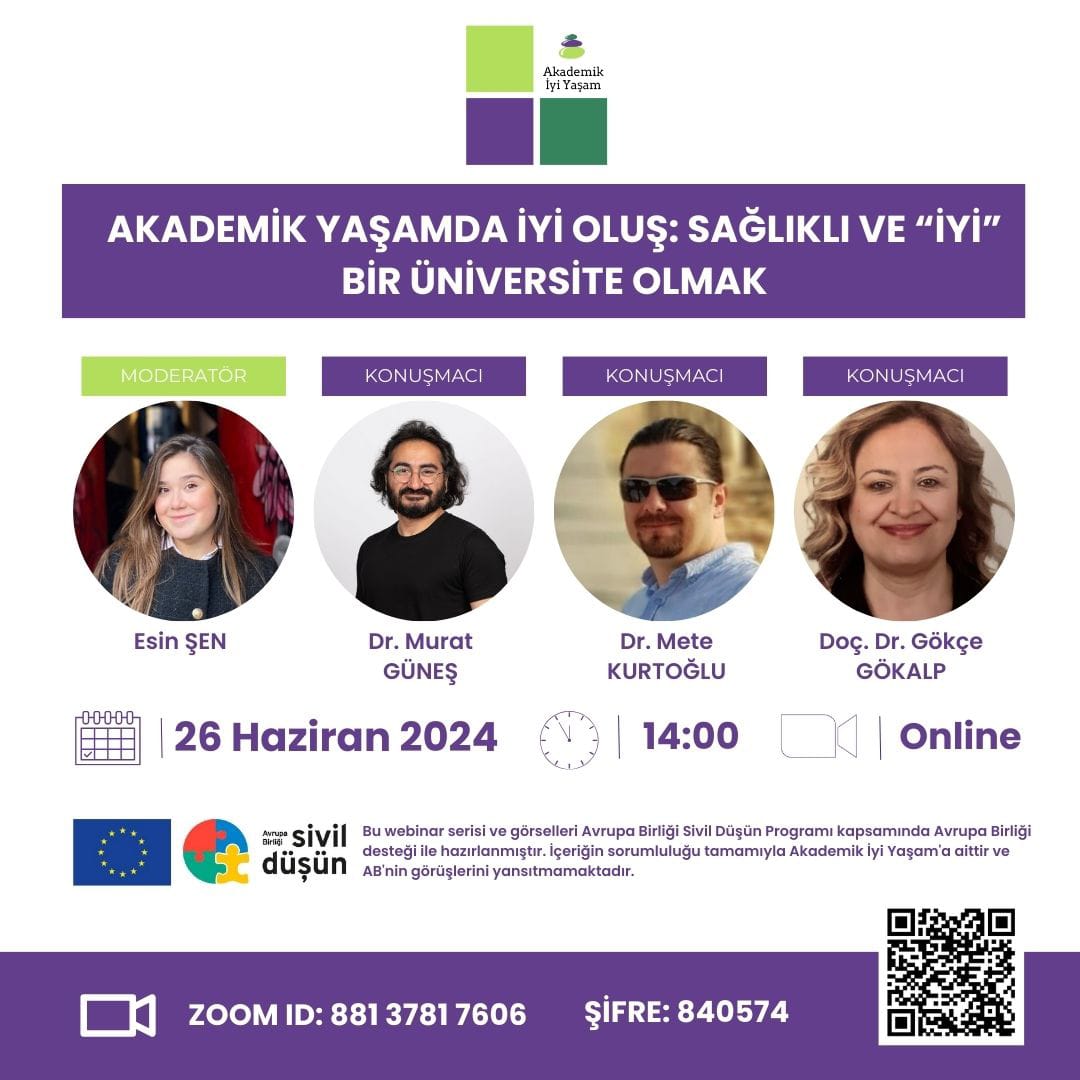 AB Sivil Düşün Programı desteği ile " 'İyi' üniversite olmak: Üniversite bileşenlerinin akademik yaşamda ruh sağlığı ve iyi oluşları" başlıklı webinar serimizin ilk webinarına bekliyoruz👍 <a href="/SivilDusun/">Sivil Düşün</a>
#akademikiyiyasam #üniversite #iyioluş #sağlık 
Kayıt: us06web.zoom.us/meeting/regist…