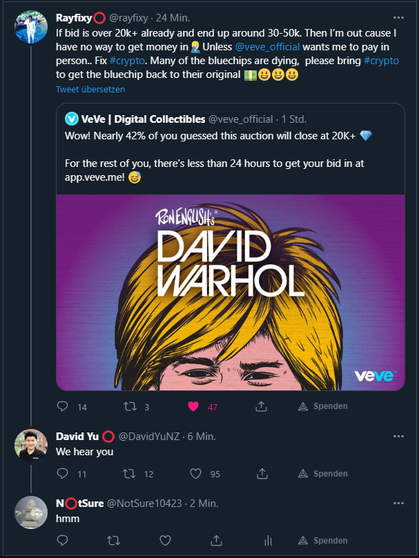 SquirrelNotSure's tweet photo. FRI 19 August 22 

#Rayfixy asked for #Crypto-In for the recover of "bluechip"-Collectibles

#NotSure was skeptical when #DavidYu responded, because he only listen to the big fish.

But still nothing happened! Still no #Crypto-In on #VEVE. https://t.co/lhopL6OEFk