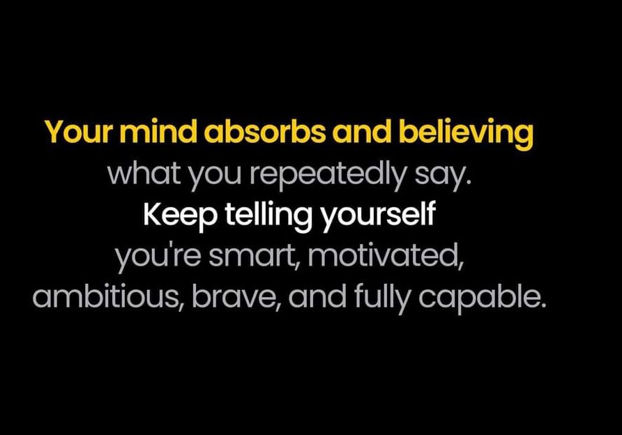 The words you speak to yourself shape your beliefs and influence your actions. As you keep reminding yourself of your strengths and skills, you feed a mindset that drives you closer to achieving your goals, step by confident step. ✨💪

#Brave #Courage #Smart #Capable