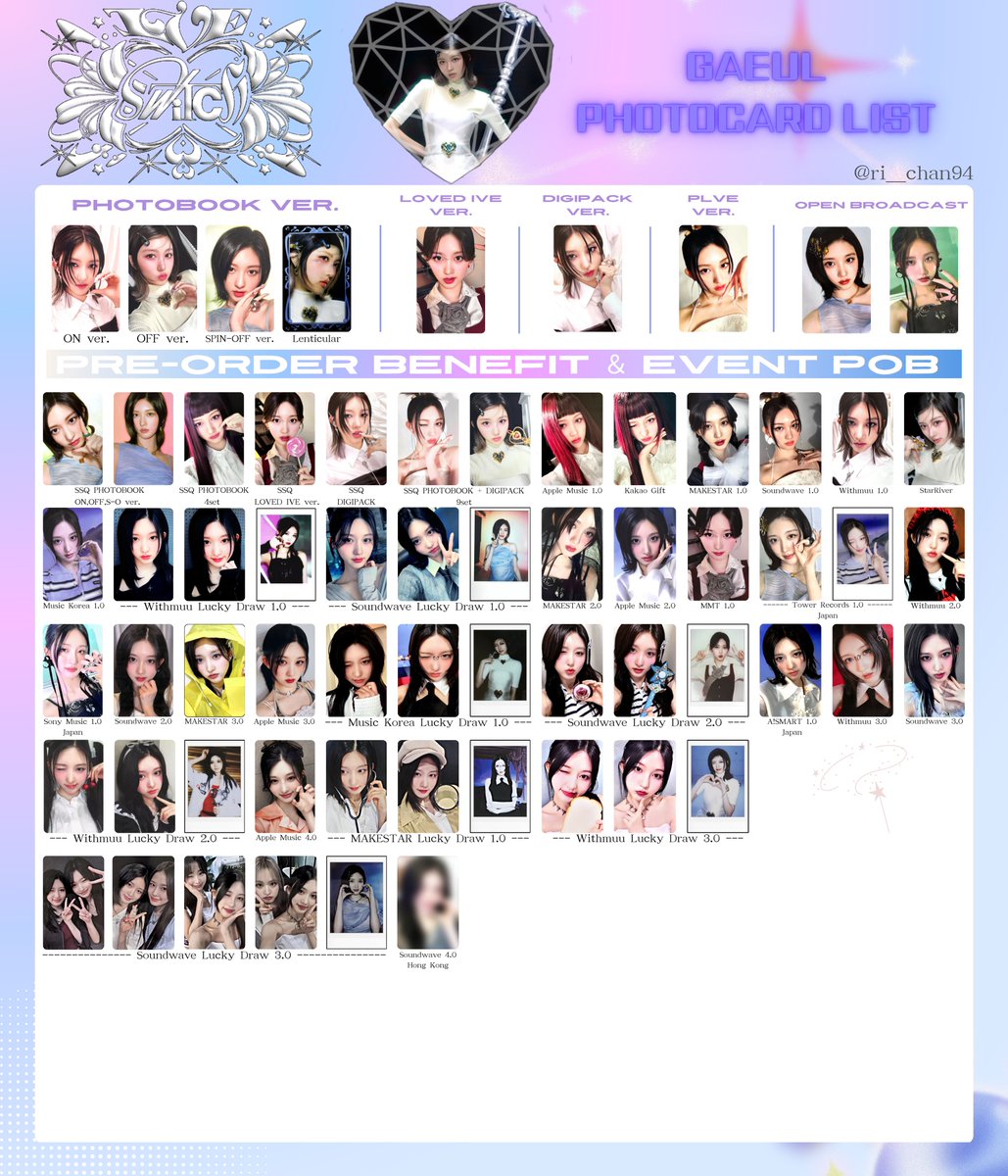 UPDATE *4 【IVE SWITCH MEMBER INDIVIDUAL LIST】 아이브 스위치 멤버