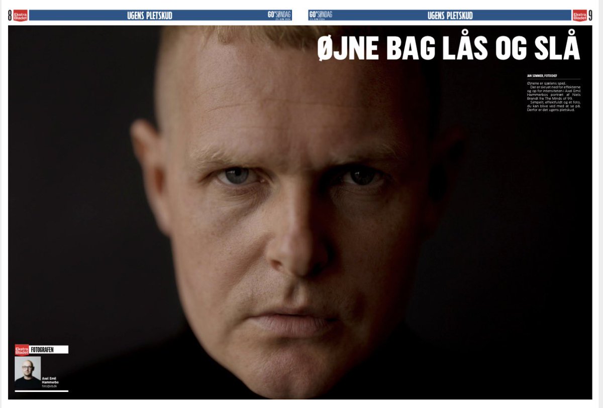 Jan Sommer (@jsjsfrede) on Twitter photo ØJNE BAG LÅS OG SLÅ
Øjnene er sjælens spejl.
Der er skruet ned for effekterne og op for intensiteten i Axel Emil Hammerbos portræt af Niels Brandt fra The Minds of 99.
Simpelt, effektfuldt og et foto, du kan blive ved med at se på. Derfor er det ugens pletskud. ØJNE BAG LÅS OG SLÅ
Øjnene er sjælens spejl.
Der er skruet ned for effekterne og op for intensiteten i Axel Emil Hammerbos portræt af Niels Brandt fra The Minds of 99.
Simpelt, effektfuldt og et foto, du kan blive ved med at se på. Derfor er det ugens pletskud.