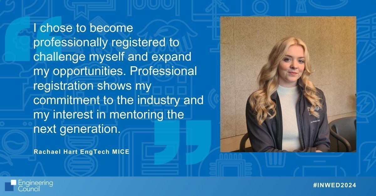 EngCouncil's tweet photo. Rachael Hart EngTech MICE reflects on her dedication to engineering and embracing challenges. It highlights her passion for work and continuous strive for improvement .
@ICE_engineers
#INWED2024 #EnhancedByEngineering #EngTech https://t.co/Y6NRpYbBgj