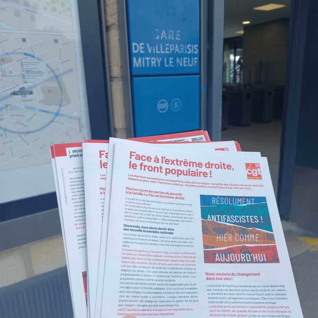 L'afa 77 était à Villeparisis et Mitry-le-neuf coller des affiches contre l'extrême droite et distribuer les tracts d'informations de nos camarades de la CGT 77.

FACE A L'EXTRÊME DROITE UNITÉ DE CLASSE !

#77antifa #CGT #LÉGISLATIVES