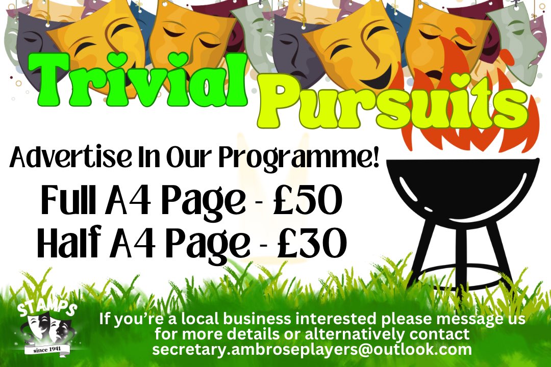 AmbrosePlayers's tweet photo. Are you a local business interested in advertising in our next show programme?  This is also a huge help to us to support the ever increasing costs of printing so thank you in advance!
Show 6-9 August.
#leyland #southribble #lancashire #chorley #preston #farrington #buckshaw https://t.co/igZeqSEYJ8