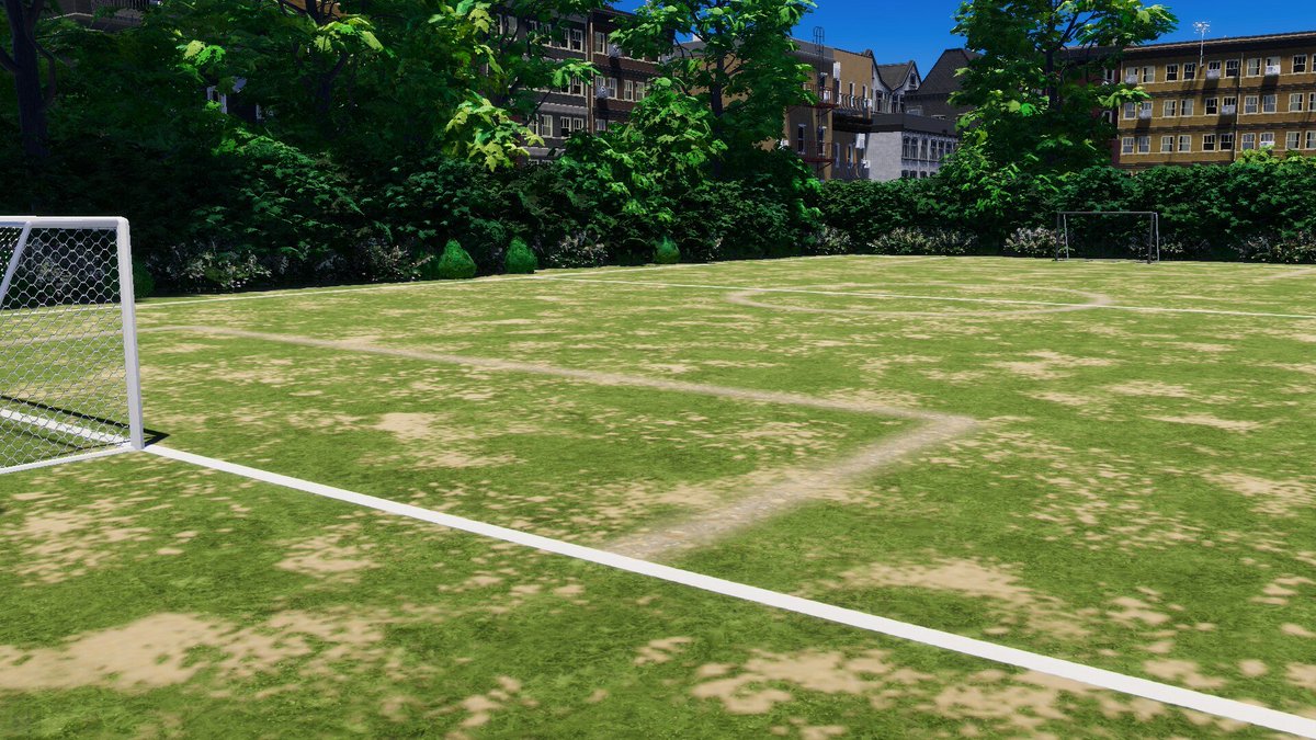 calex5000's tweet photo. This neighborhood has its own custom backyard football field⚽ #CitiesSkylines2 @ColossalOrder https://t.co/sykQPKo8DX