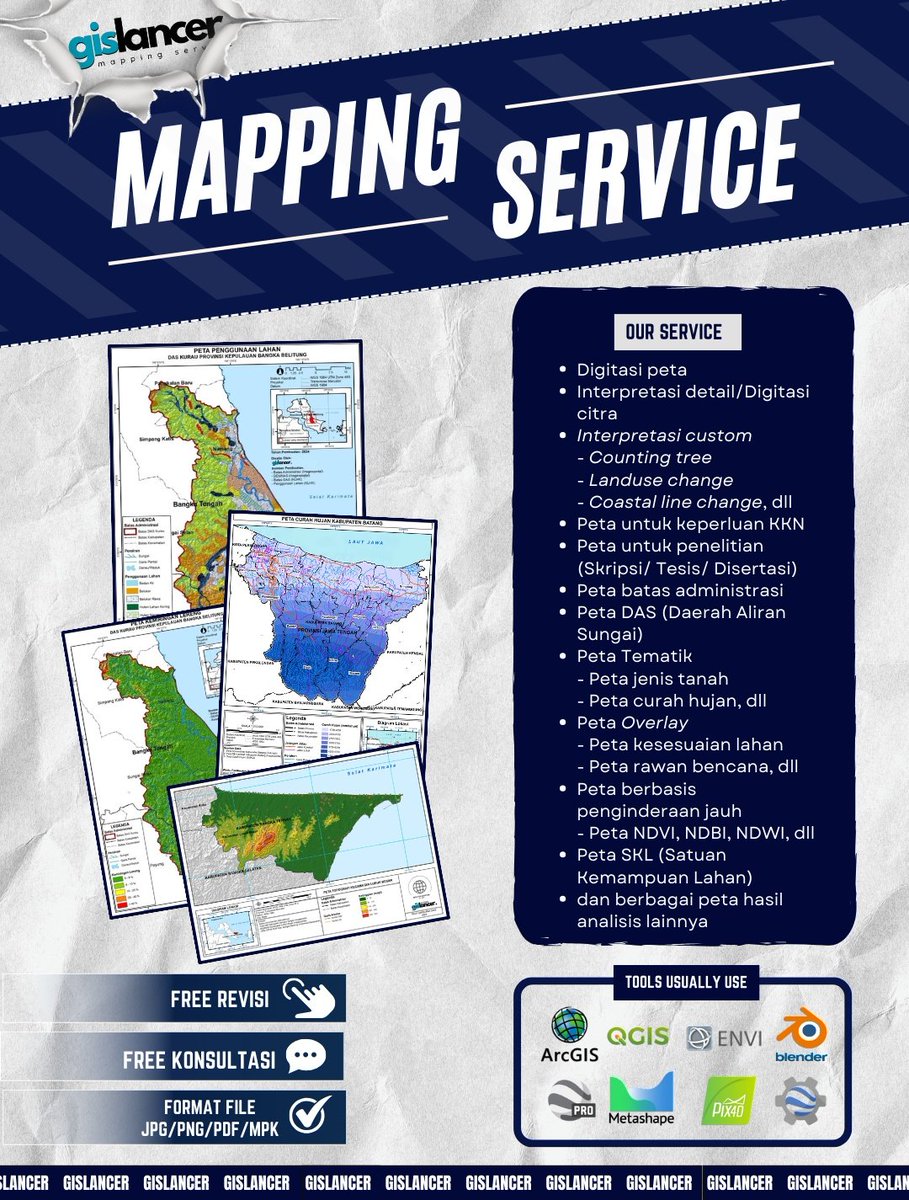 gislancer's tweet image. 📌 GISLANCER OPEN MAPPING SERVICE 📌

Menerima joki jasa pembuatan berbagai jenis peta  
📍Free revisi
📍Free konsultasi 

Instagram : instagram.com/gislancer?igsh…

#zonauang #zonaba #zonabu  #zonajajan #joki #jokitugas #jokipeta 

⬇️Testi⬇️