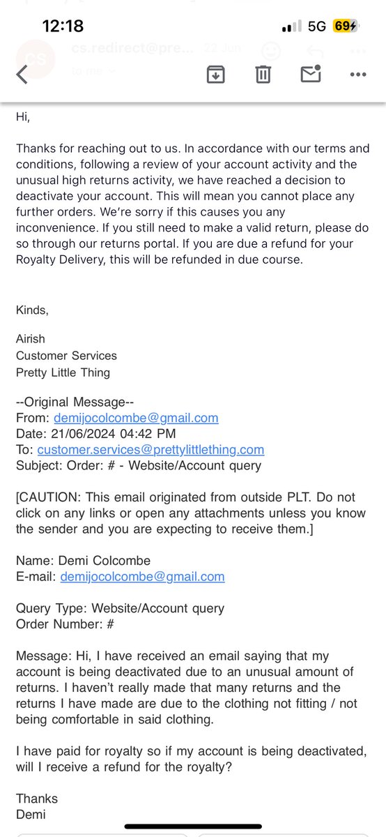 Demijocolc's tweet photo. @Elana9211 @OfficialPLT Emailed and asked for my royalties subscription fee back and this is what they said🤣🤣 copy ad pasted the original email. They’re a joke https://t.co/uFWNvQbPtj
