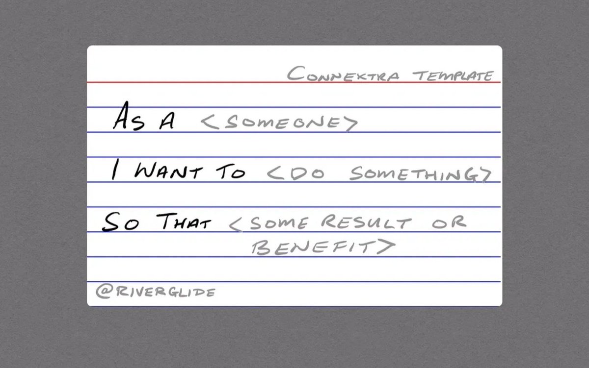 AntonyMarcano's tweet image. A reminder, it&apos;s not: 
As a...I want...So that.

It&apos;s ...I want *to*...

It&apos;s not &apos;what&apos; functionality or feature the user wants (outputs).

It&apos;s what they want to be able to do (outcome).

#userstory #userstories #agilemyth #agilemyths