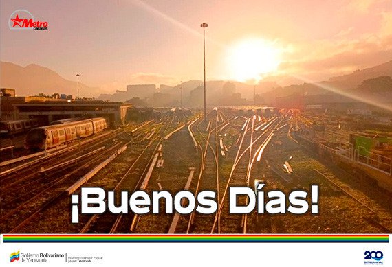 #BuenosDías 🚇 Desde el <a href="/metro_caracas/">Compañía Anónima Metro de Caracas</a> les deseamos un feliz #Domingo.

Nuestros trabajadores y trabajadoras laboran diariamente en pro de garantizar un traslado óptimo a nuestro pueblo usuario.

#MetroSeMueveContigo