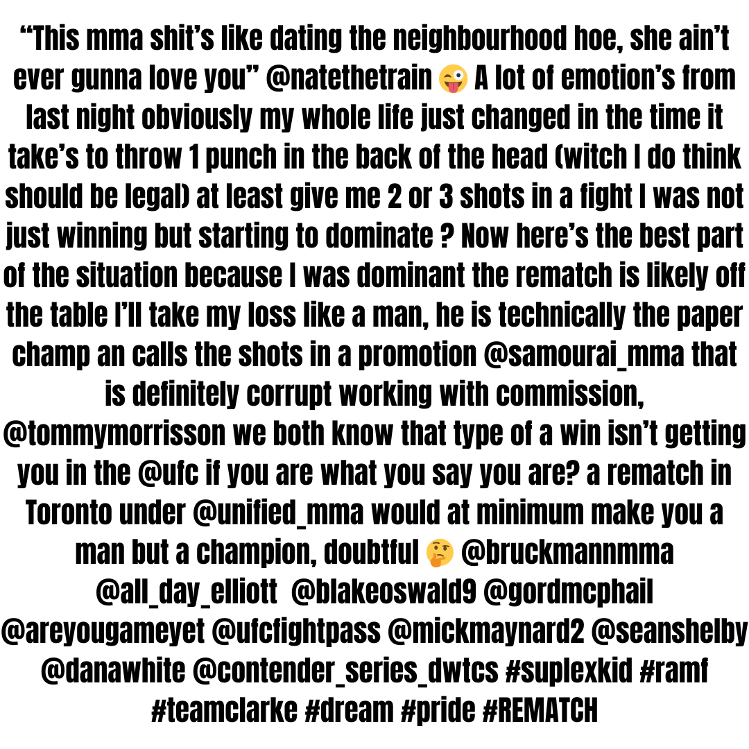 SuplexKid94's tweet photo. Please read..... #Soulseason #mma #mmaX #SuplexKid #TeamClarke👊 https://t.co/Cq9DLvwU6v
