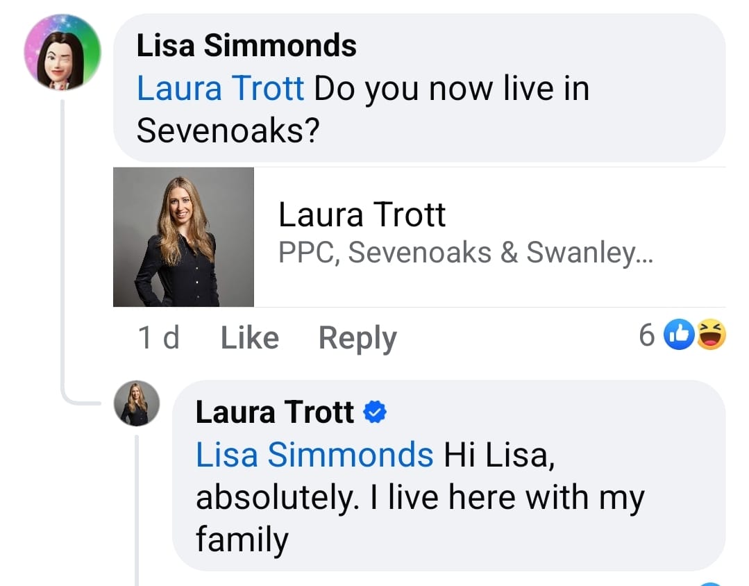 Notice how Laura Trott never says she owns a home in sevenoaks.

This is because she rents a house in westerham. The rent is paid by the taxpayer.