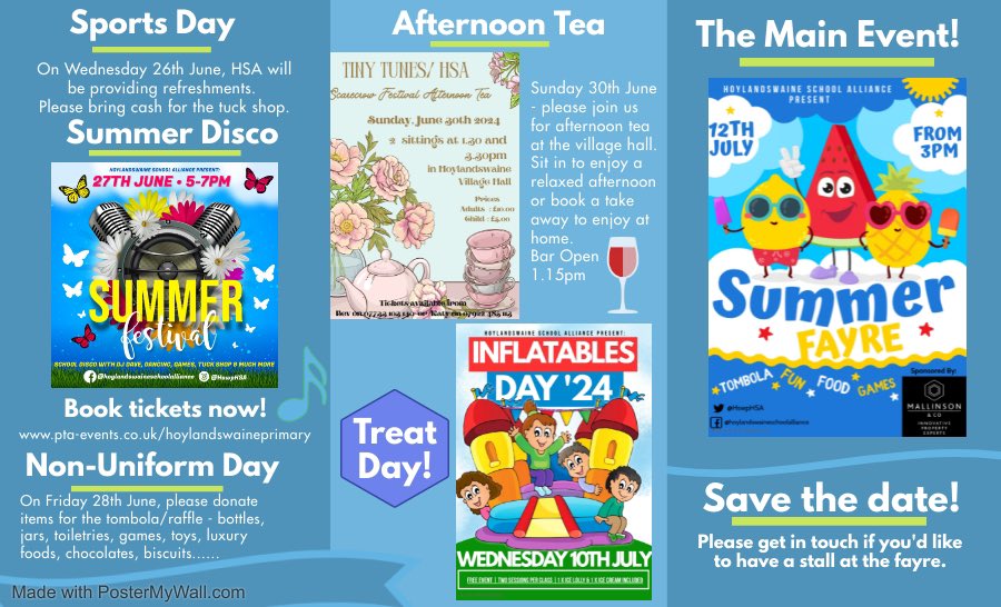 It’s a busy summer term <a href="/HoylandswainePS/">Hoylandswaine Primary School</a> 
with some fabulous events coming up #fundraising #pta #summerfun
