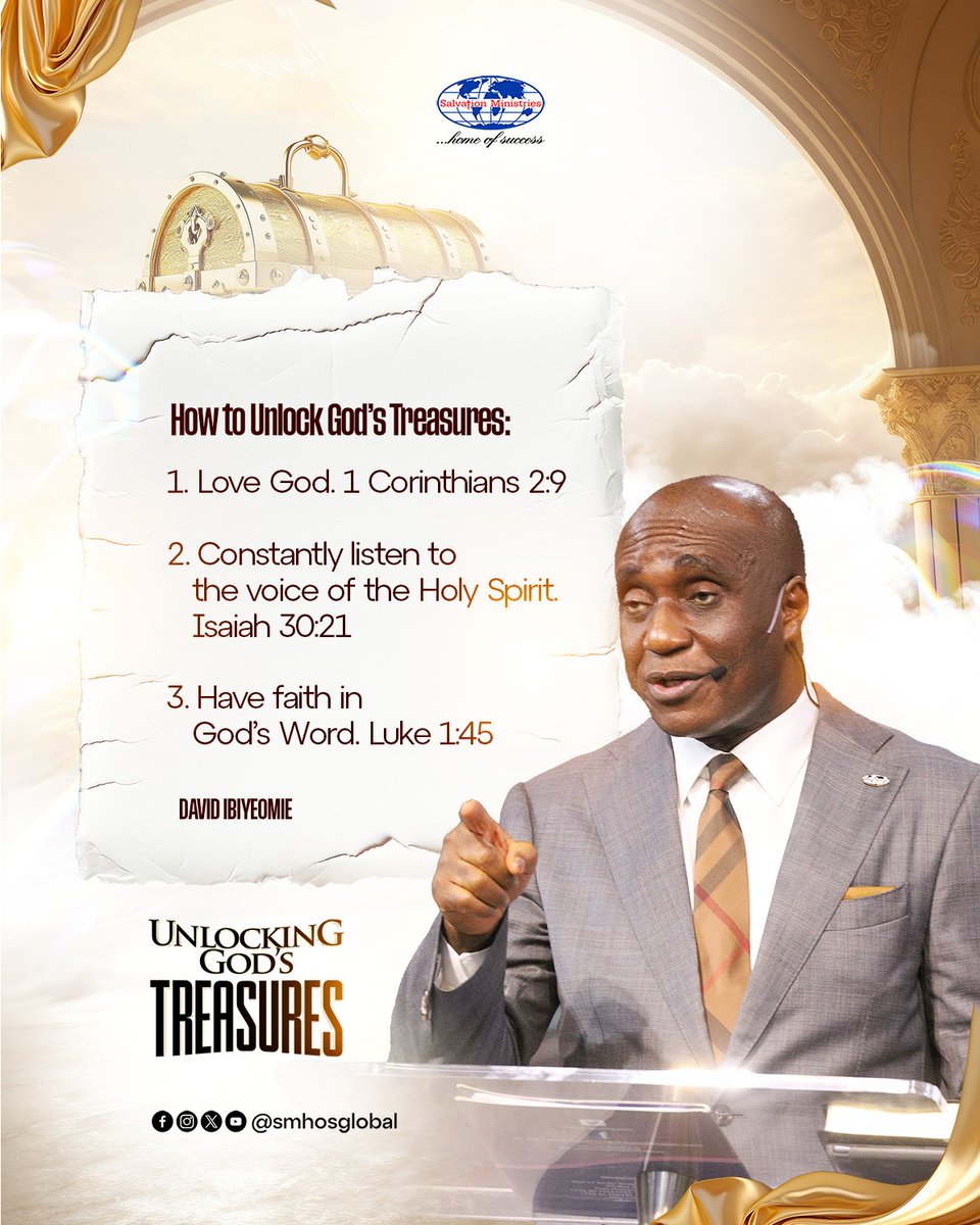 Your access to God's treasures comes through following His leading and staying committed to consistent covenant practice.

#SMHOS #SalvationMinistries