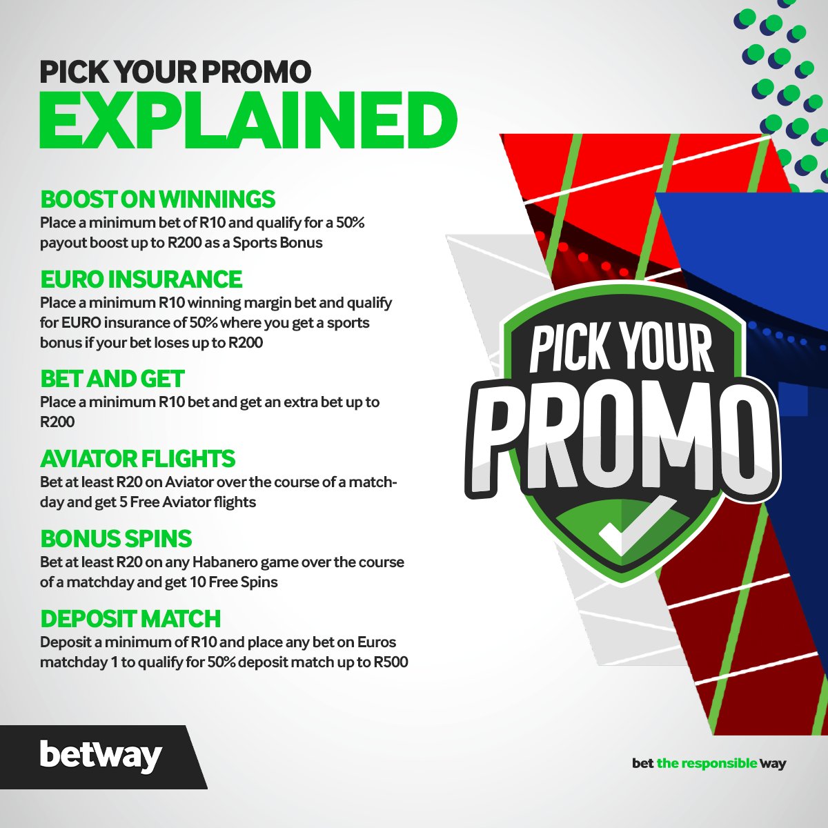 Betway_za's tweet photo. 🫵 Pick a Promo puts the power in your hands!

Here are some of the promos that you get a chance to pick from and how they work

Pick a promo here👉 https://t.co/IkqBDy6PUB

#PickYourPromo https://t.co/kFxDkpBwpb